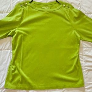 Westbound Woman 3/4 Sleeve Lime Green Knit Top 1X